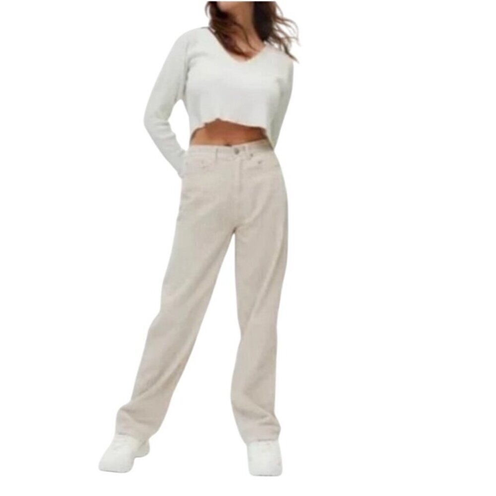 BDG high rise baggy corduroy pants cream wide wale women’s 32 urban outfitters